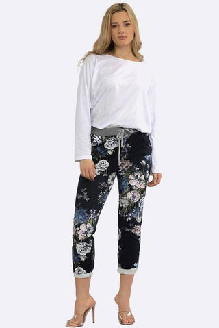 Beau Denver Floral Pants Navy, Front view | AAAG