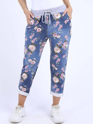 Beau Denver Blossom Pants Blue, Waist and drawstring detail | AAAG