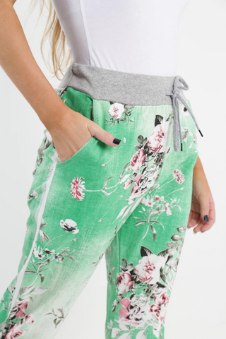 Denver Floral Pants - Apple Green