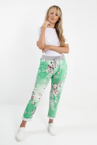 Denver Floral Pants - Apple Green