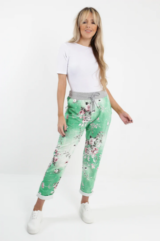 Denver Floral Pants - Apple Green
