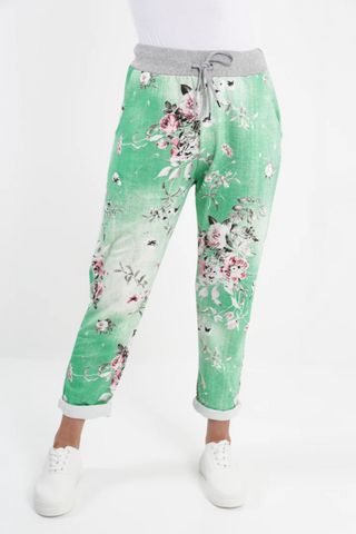 Denver Floral Pants - Apple Green
