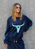 Velour Sweatshirt - Navy