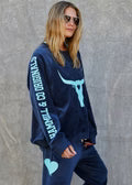 Velour Sweatshirt - Navy