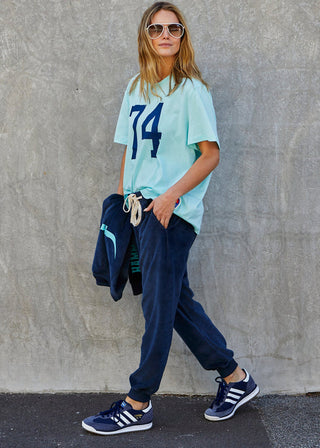 Velour Track Pants - Navy