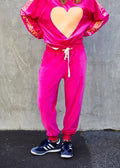 Velour Track Pants - Pink