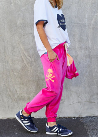 Velour Track Pants - Pink