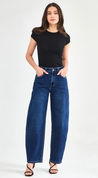 Junkfood Whiskey Barrel Short Stuff Jeans Dark Blue, Back view | AAAG