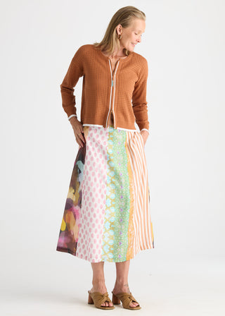 Pointelle Zip Cardigan - Toffee