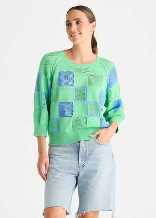 Patch Pointelle Top - Jelly Mint
