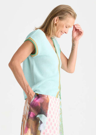 Crochet Trim Tank - Seamist