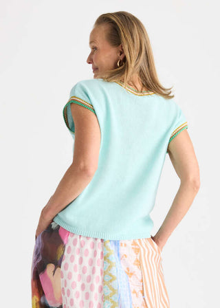 Crochet Trim Tank - Seamist