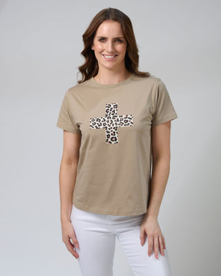 Ace Tee Leopard Cross - Sage