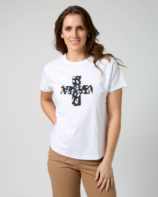 Ace Tee Leopard Cross - White