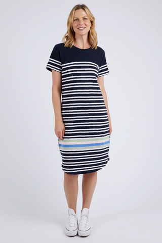 Aligner Tee Dress - Navy/White Stripe