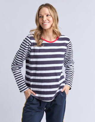 All Sorts Long Sleeve Top - Midnight/white Stripes