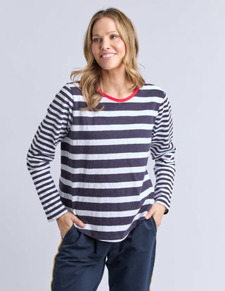 All Sorts Long Sleeve Top - Midnight/white Stripes - 8178065.MID - All About A Girl