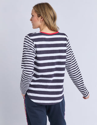 All Sorts Long Sleeve Top - Midnight/white Stripes - 8178065.MID - All About A Girl