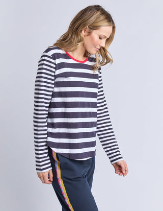 All Sorts Long Sleeve Top - Midnight/white Stripes - 8178065.MID - All About A Girl