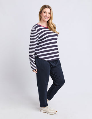 All Sorts Long Sleeve Top - Midnight/white Stripes - 8178065.MID - All About A Girl