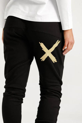 Alpine Apartment Pants - Black With Gold Cross - HL500 04 - All About A Girl