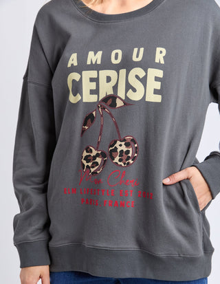 Amore Cerise Crew - Washed Black - 8177050.WBLK - All About A Girl