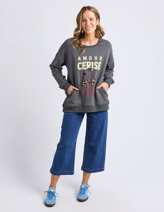 Amore Cerise Crew - Washed Black - 8177050.WBLK - All About A Girl