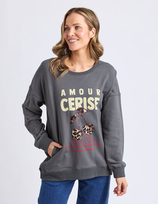 Amore Cerise Crew - Washed Black