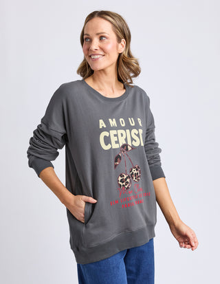 Amore Cerise Crew - Washed Black