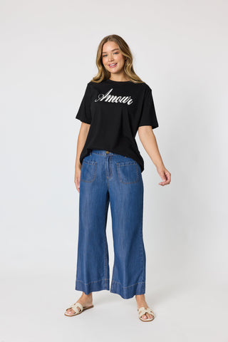 Amour Noir Embroidered Tee - Black - 50152 - All About A Girl