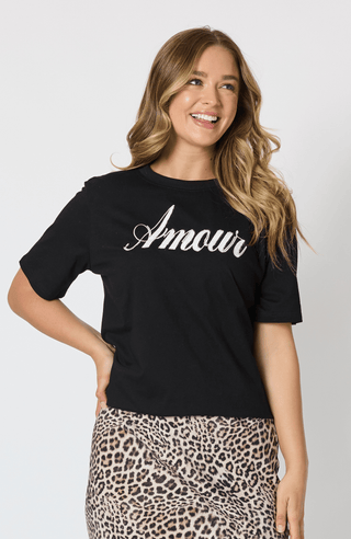 Amour Noir Embroidered Tee - Black - 50152 - All About A Girl