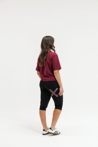 Apartment Pant 3/4 - Black with Merlot/Blush Cross - HL127 60 - All About A Girl