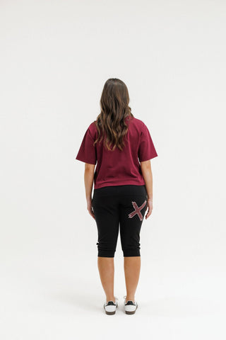 Apartment Pant 3/4 - Black with Merlot/Blush Cross - HL127 60 - All About A Girl