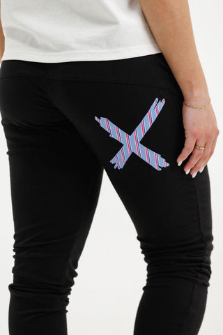 Apartment Pants - Black With Blue Haven Stripe Cross - HL100 62 - All About A Girl