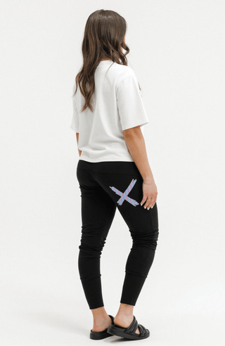 Apartment Pants - Black With Blue Haven Stripe Cross - HL100 62 - All About A Girl