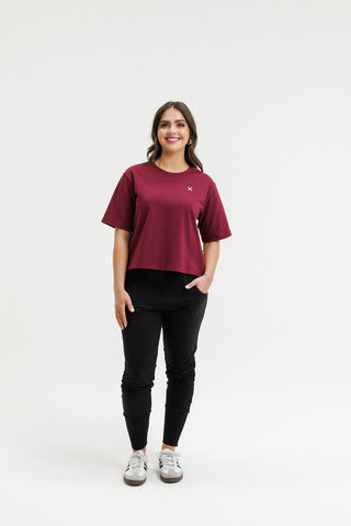 Apartment Pants - Black With Merlot/Blush Cross - HL100 60 - All About A Girl