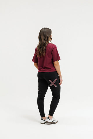 Apartment Pants - Black With Merlot/Blush Cross - HL100 60 - All About A Girl