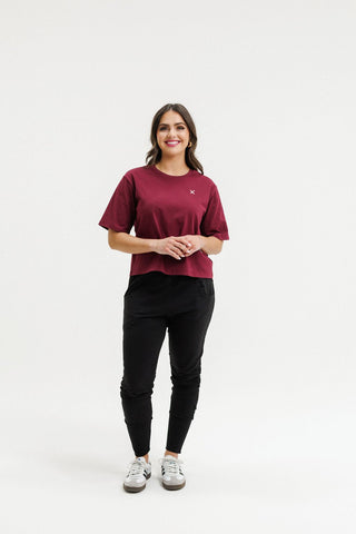 Apartment Pants - Black With Merlot/Blush Cross - HL100 60 - All About A Girl