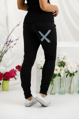 Apartment Pants - Black with Stormy Stripe Cross - HL100 46 - allaboutagirl