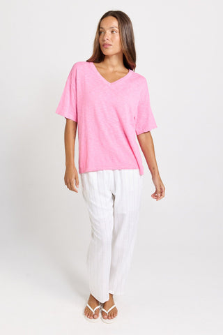 Aries Vee Neck Sweater - Pink - BB4137-PNK - All About A Girl