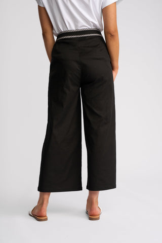 Atlanta Wide Leg Ankle Grazer - Black Denim - 5064 - All About A Girl