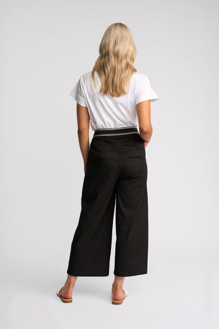 Atlanta Wide Leg Ankle Grazer - Black Denim - 5064 - All About A Girl