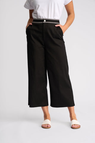 Atlanta Wide Leg Ankle Grazer - Black Denim - 5064 - All About A Girl
