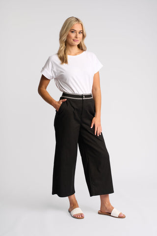 Atlanta Wide Leg Ankle Grazer - Black Denim - 5064 - All About A Girl