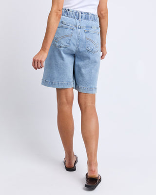 Atlas Long Denim Shorts - Mid Blue Wash