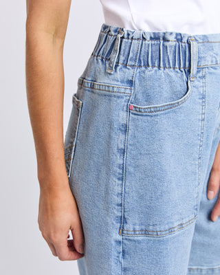 Atlas Long Denim Shorts - Mid Blue Wash