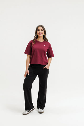 Avenue Apartment Pants - Black With Merlot Cross - HL266  07 - All About A Girl