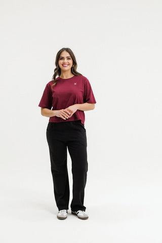 Avenue Apartment Pants - Black With Merlot Cross - HL266  07 - All About A Girl