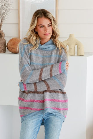 Striped Knit - Grey/Blue/Pink Stripe (Copy)