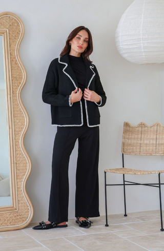 Blanket Stitch Short Jacket - Black